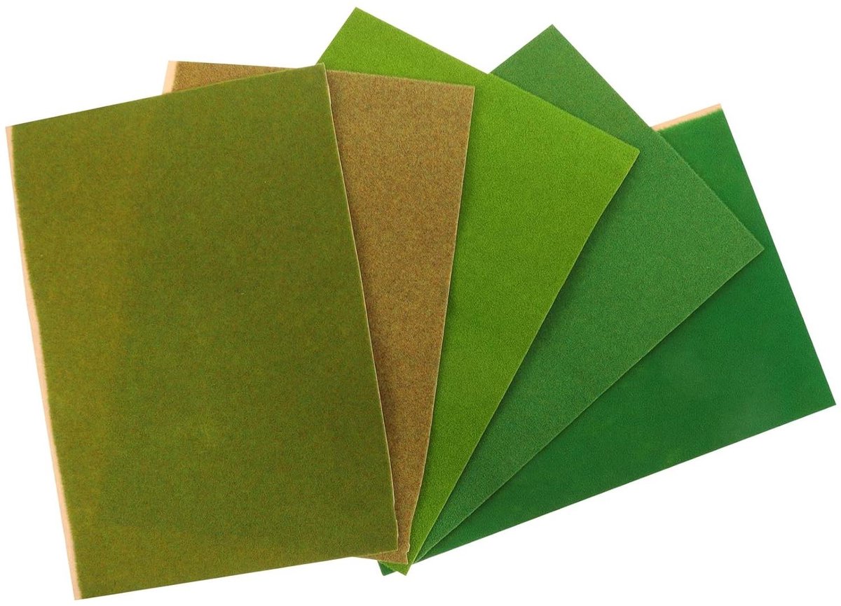 Kunstgras Mat - Decoratief Gazon - Modelbouw Landschap - Realistisch Uiterlijk - 5 Stuks 29.7 cm - Groen