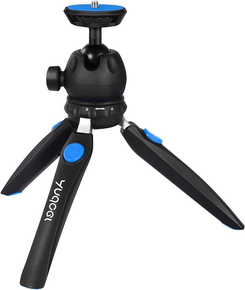 Mini Tafel Statief - Opvouwbaar Statief - Fotografie en Video - Verstelbare Kogelkop - 13-23 cm Hoogte - Blauw