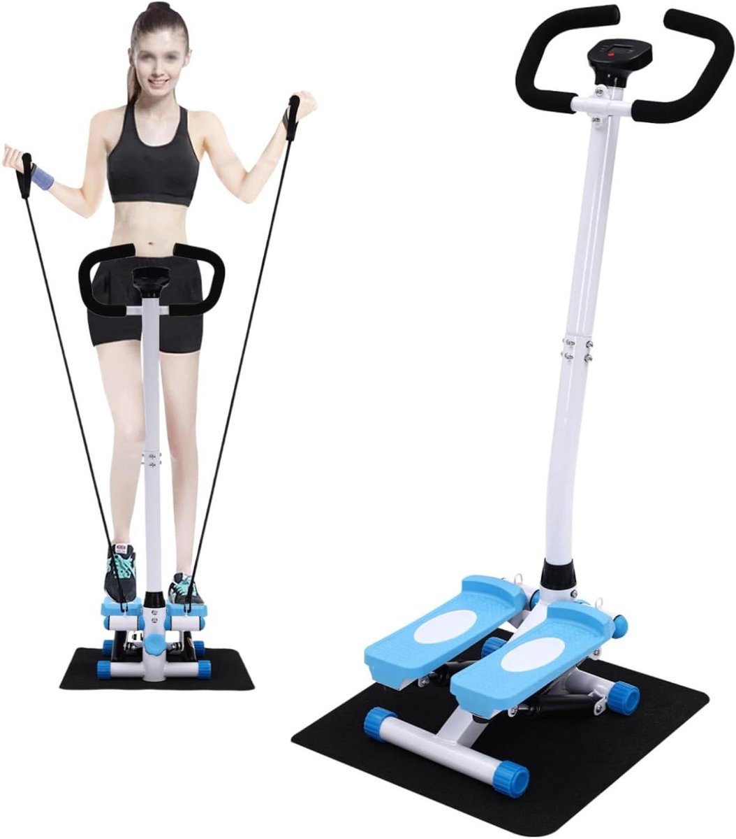 Fitness Stepper - Hometrainer - Thuis Trainen - Met LCD Scherm - 29 x 39 x 110 cm - Blauw Wit