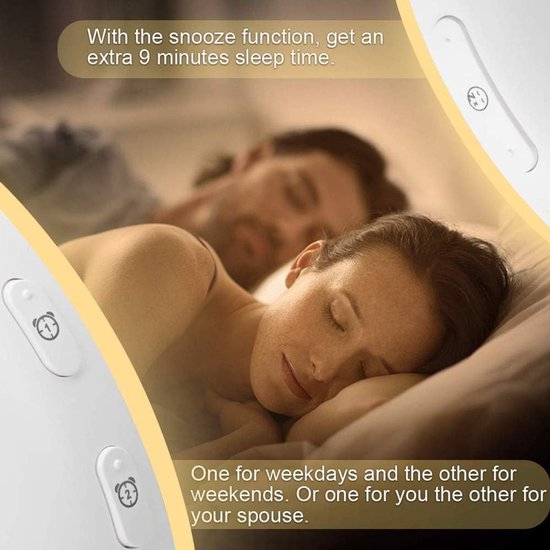 Wekker met Licht - Wake Up Light - Rustig Wakker Worden - Simuleert Zonsopgang - Dubbele Wekker - Wit — afbeelding 2