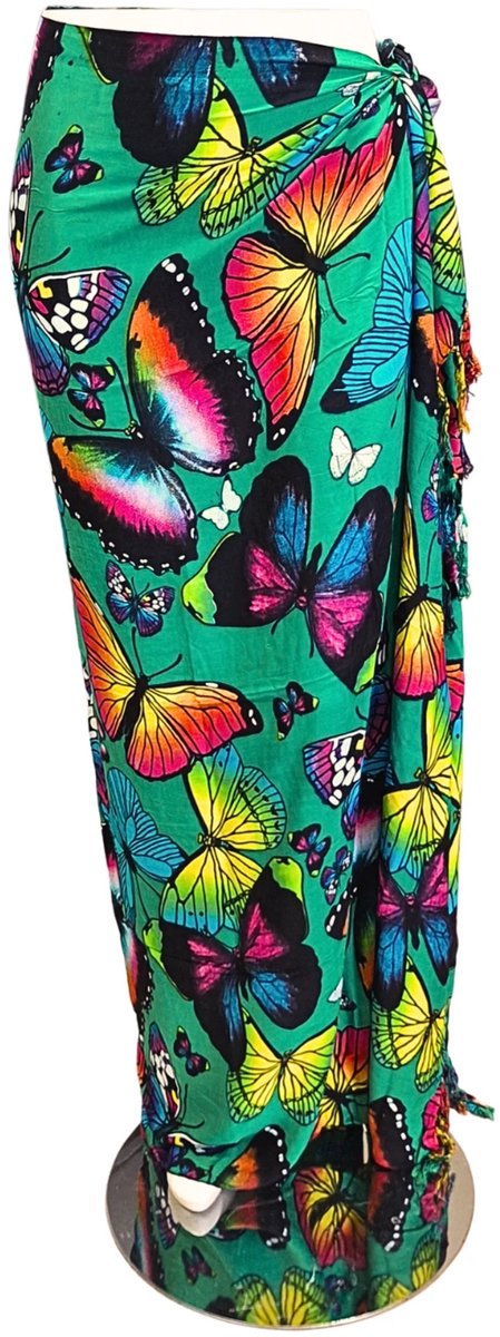Om Namaste Sarong - 669 - Vlinders op groen