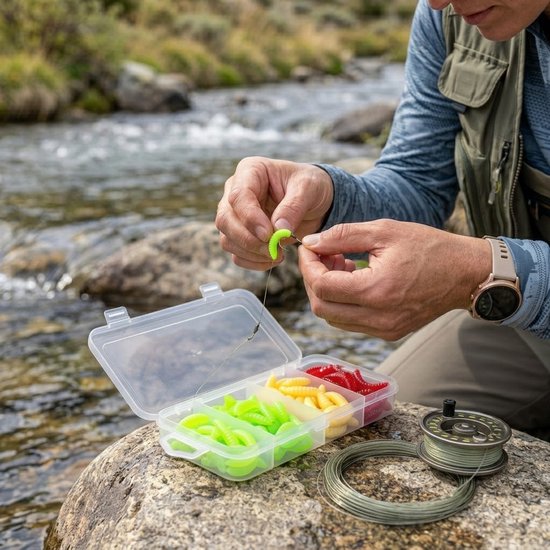 Multicolor vis aas softbait kunstaas set unisex siliconen maden insect aas bionische karper wormen voor vliegvissen en zoetwater vissen 100 stuks — afbeelding 4