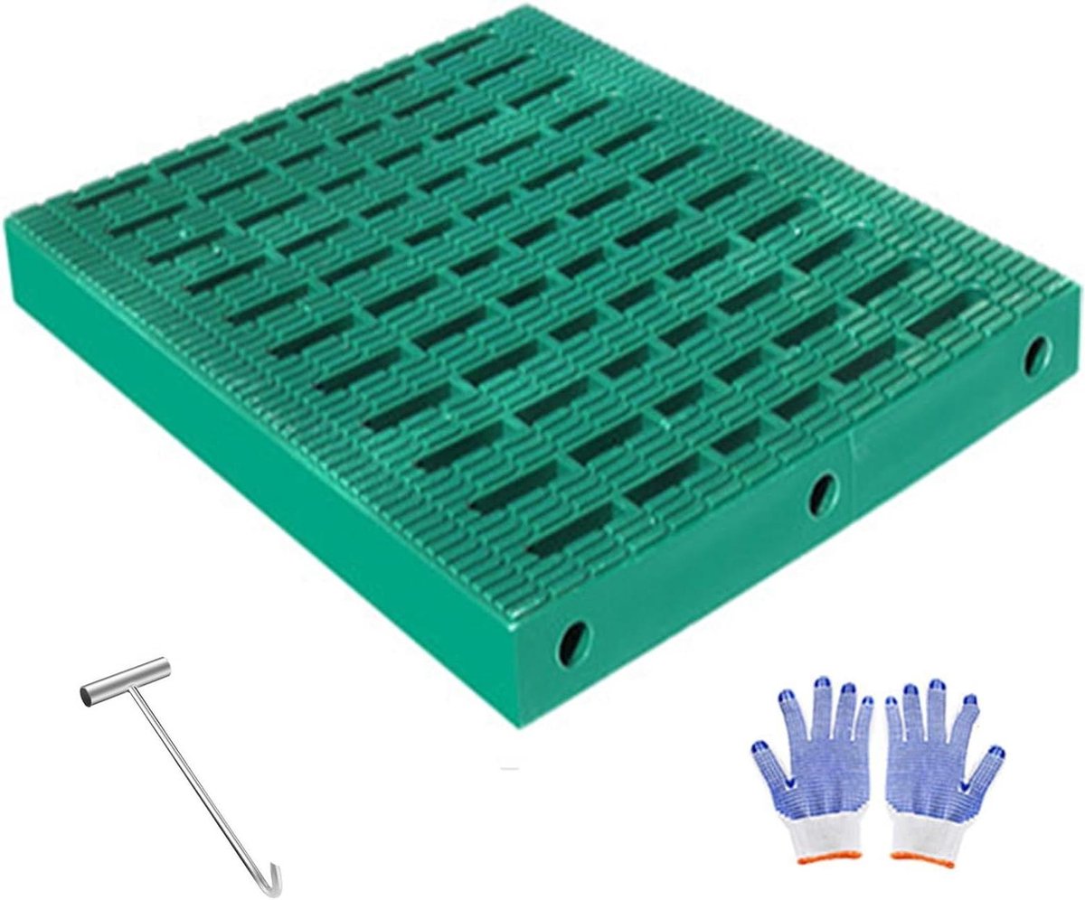 Afvoerroosterhoes Kunststof - Drainage Deksel - Waterafvoer Buiten - Modulair Ontwerp - 20 x 25 cm - Groen