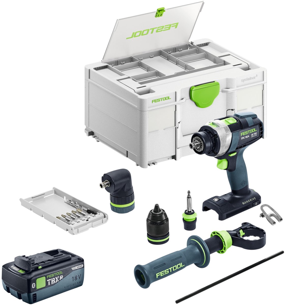 Festool TPC 18/4 Basic Set accu-slagboormachine 18 V 75 Nm borstelloos + 1x accu 8.0 Ah + snellader + systainer