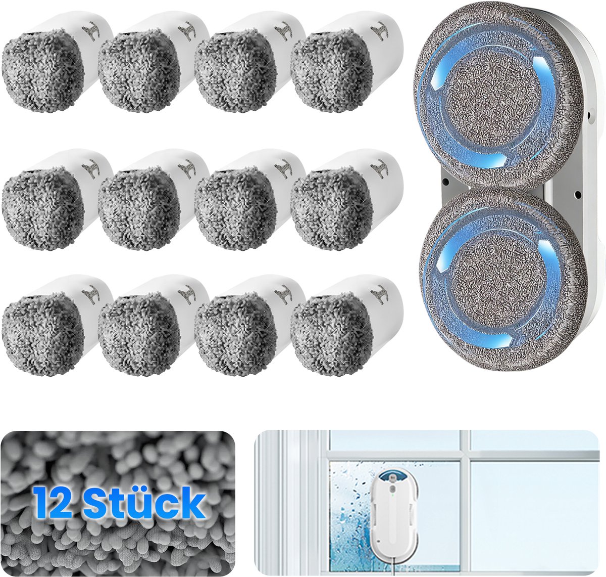 Grenintol® Robot Ramenwasser - Ramenwasser - Ruitenreiniger - Robot Ramenreiniger - Ruitenwasser - Window Cleaner -Streeploos Schoonmaken - Met Met valbeveiliging en afstandsbediening - Krachtige zuigkracht – Geschikt Voor Ramen, Spiegels en Marmer