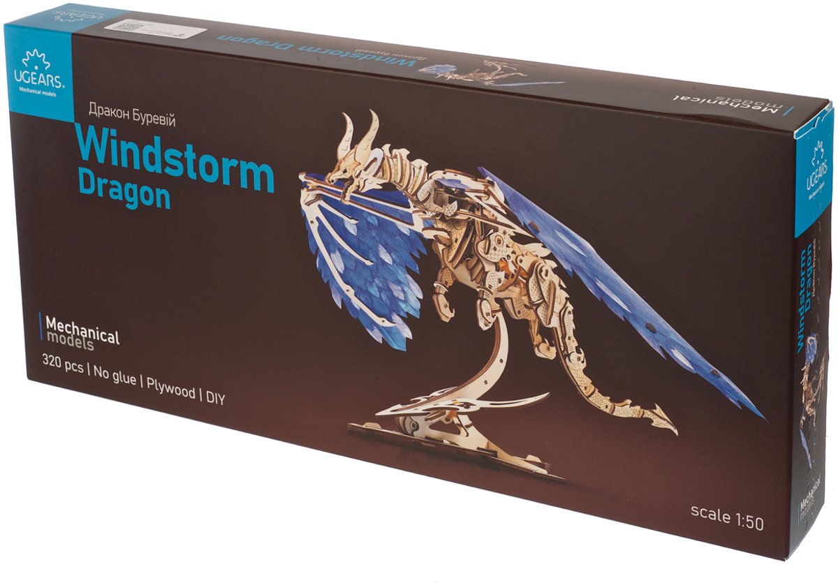 UGEARS 3D Modelbouw - Stormdraak - Mechanisch Bouwpakket Hout - Educatief Speelgoed — afbeelding 15