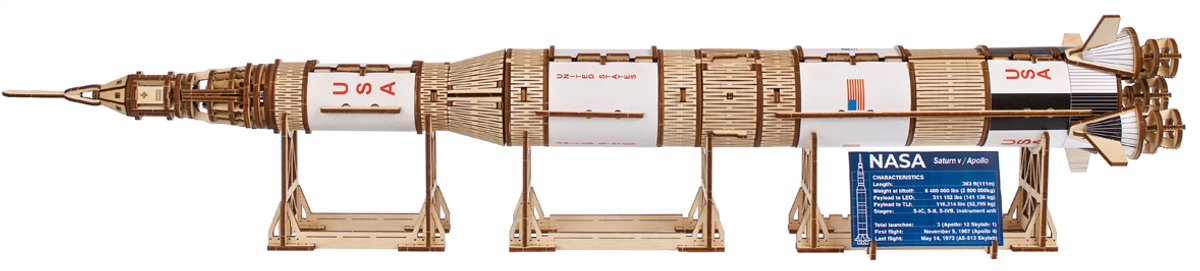 UGEARS 3D Modelbouw - Nasa Saturn V - Mechanisch Bouwpakket Hout - Educatief Speelgoed — afbeelding 14