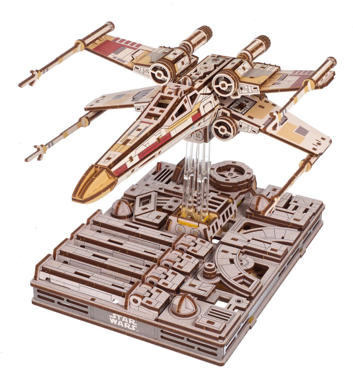 UGEARS 3D Modelbouw - Luke Skywalker's X-Wing Starfighter - Star Wars - Mechanisch Bouwpakket Hout - Educatief Speelgoed — afbeelding 10