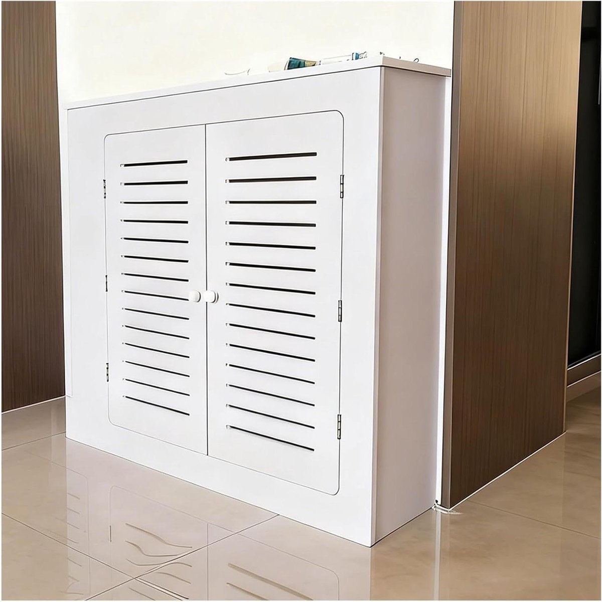 Radiatorafdekking - Verdeelstukafdekking Hittebescherming - Woonruimte Verbeteren - Robuuste Constructie - 50x70x20 cm - Wit