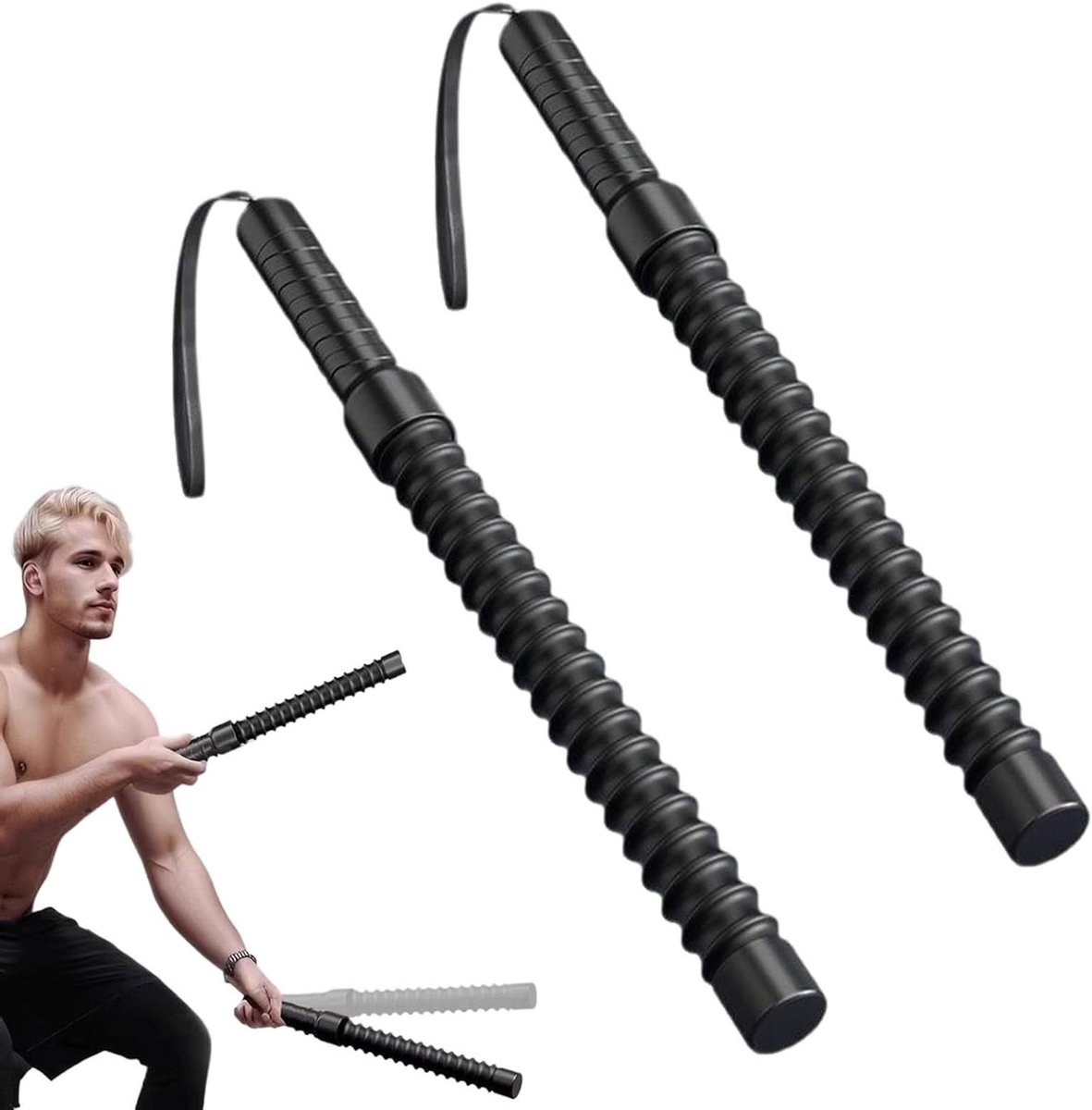 Gevechtstouwen - Krachttouw Spiertouw - Krachttraining Thuisfitness - Antislip Robuuste Kern - 2.2 Pond - Zwart