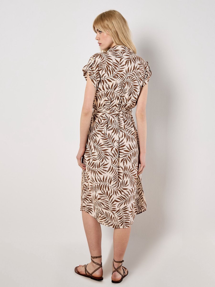 Midi-jurk met bladprint