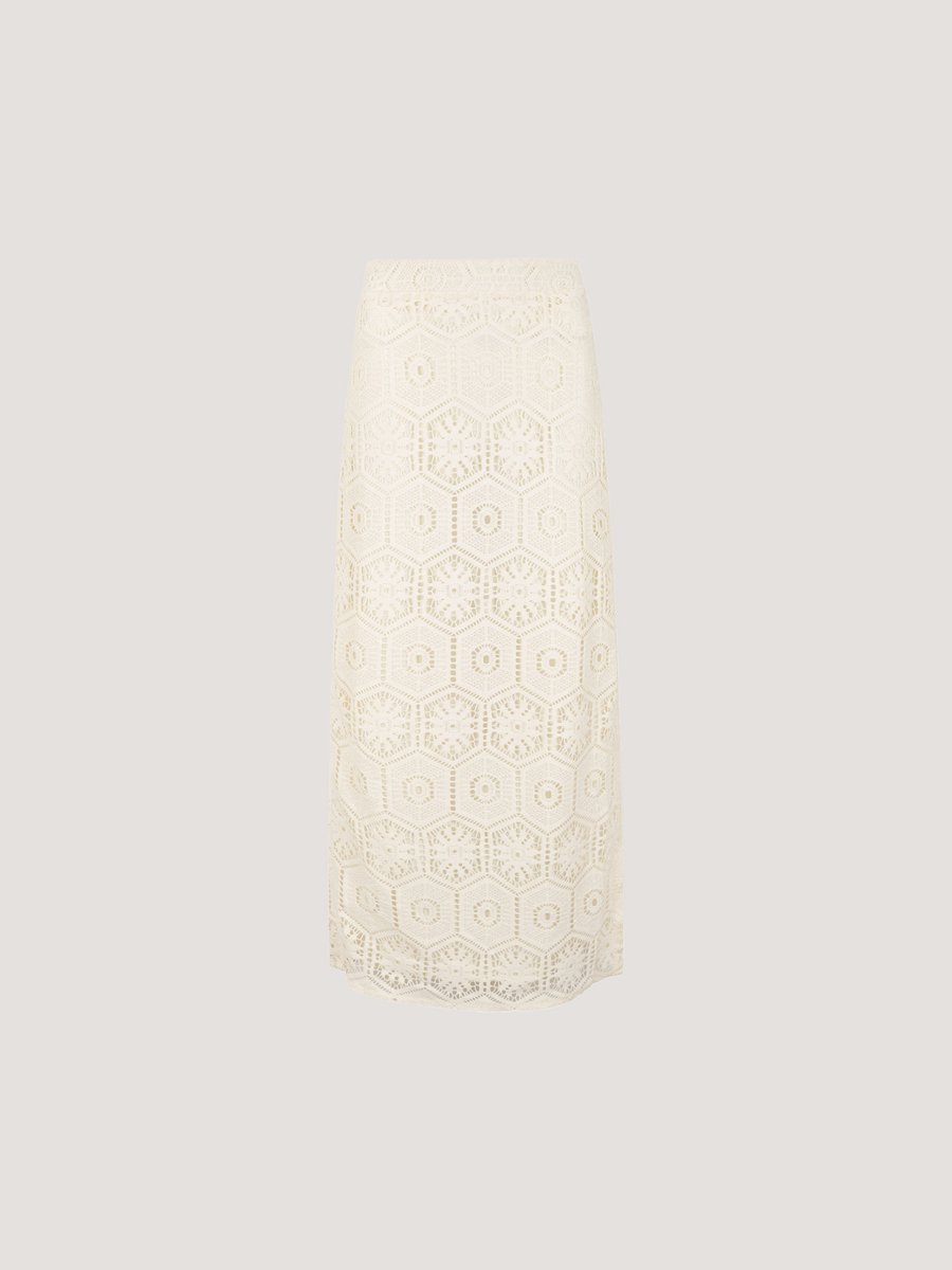 Crochet Lace Side Split Maxi Skirt