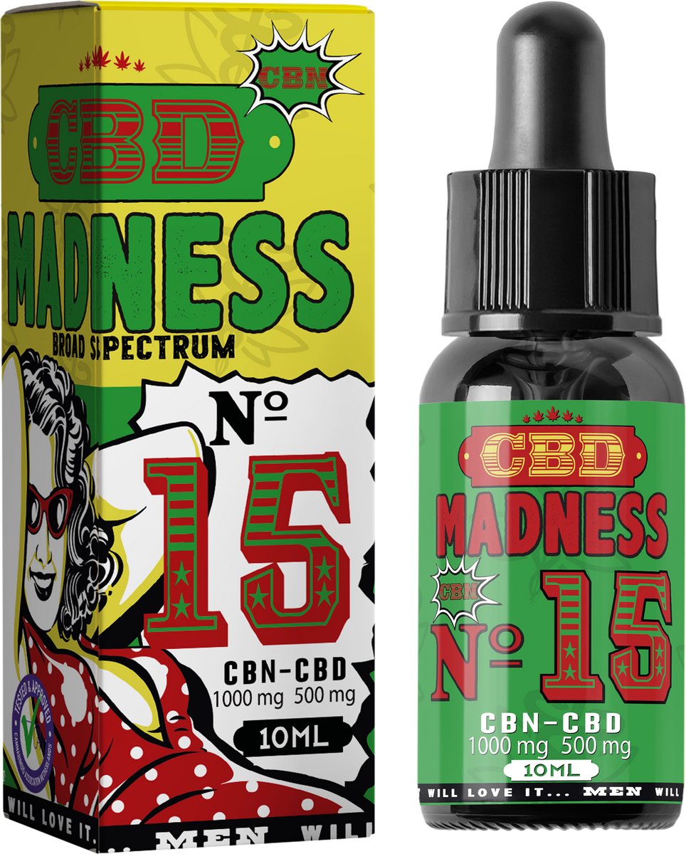 CBD Madness Oil – No. 15 CBN CBD – 1000mg CBN, 500mg CBD (15%) | 10ml