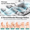Voetenbad met 6 massage rollers, met de tekst "6 Verschillende Massage Rollers".