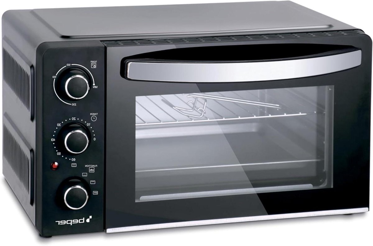 Elektrische Oven - Mini Oven - Koken en Bakken - Dubbele Glazen Deur - 20 Liter - Zwart