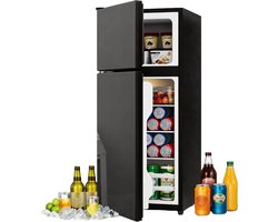 Mini Koelkast - Koelvriescombinatie Compact - Dranken Koelen - Glazen Deur - 92 liter - Zwart