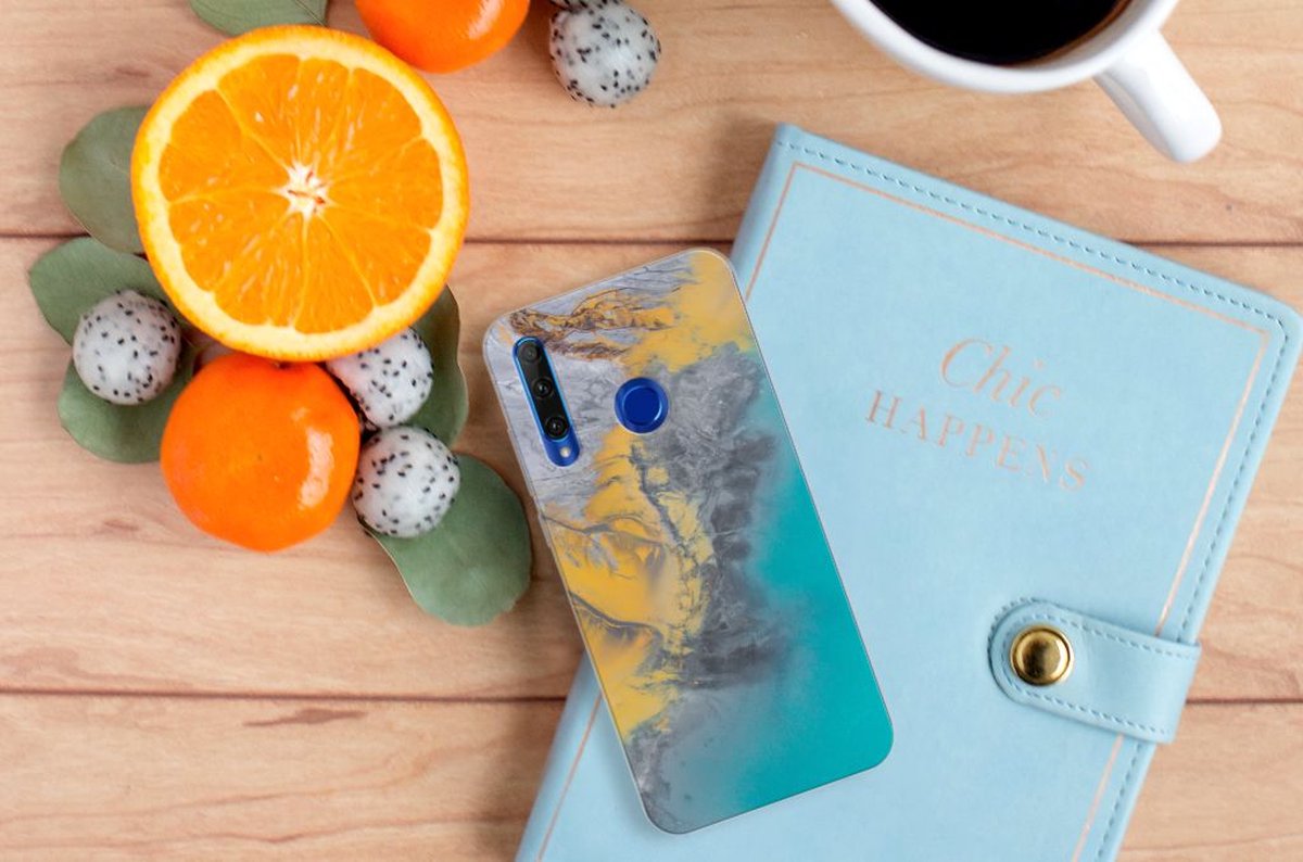 Honor 20 Lite TPU Siliconen Hoesje Marble Blue Gold