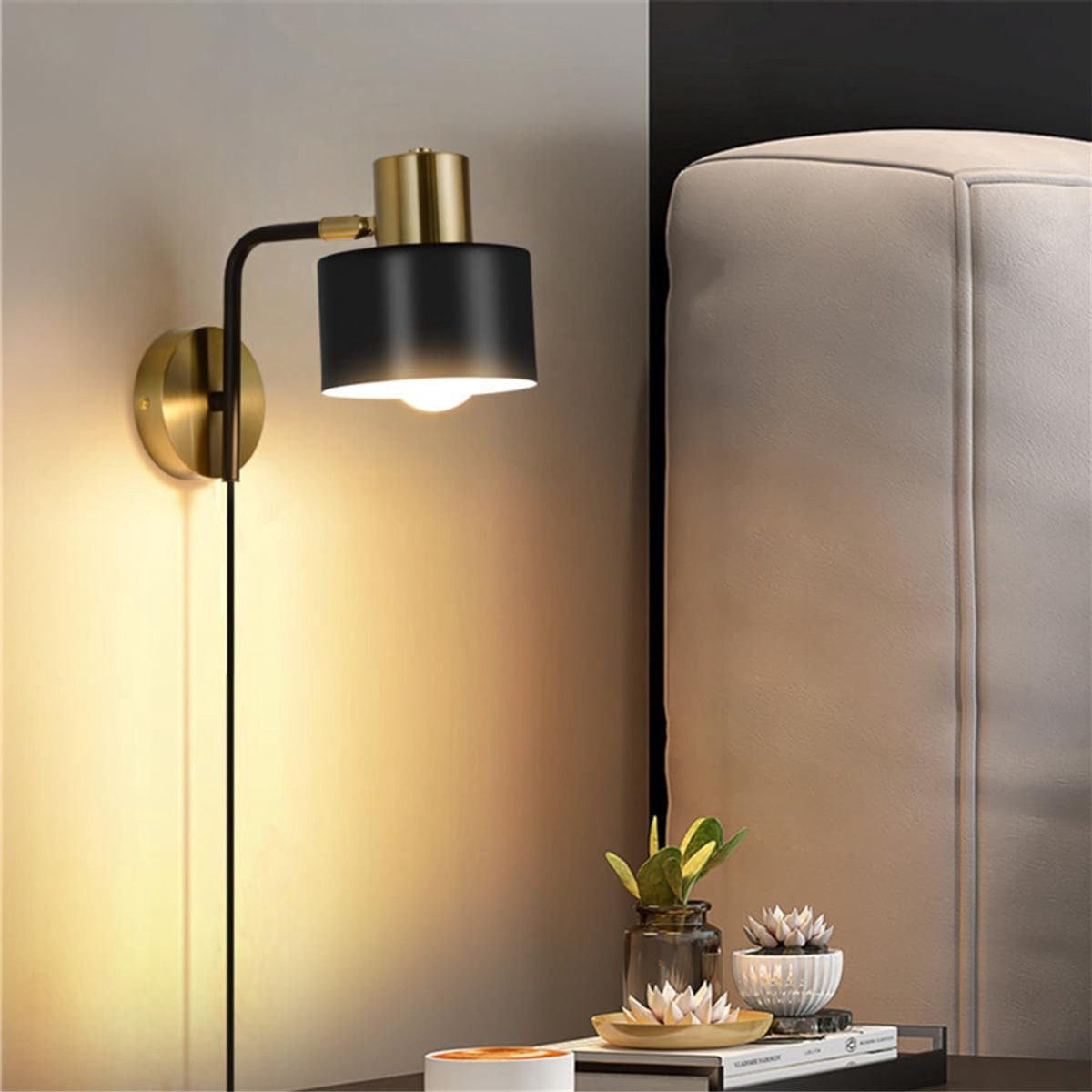 MRKK® Wandlamp Binnen met Snoer - Wandlamp met Stekker voor Binnen - Industrieel en Vintag