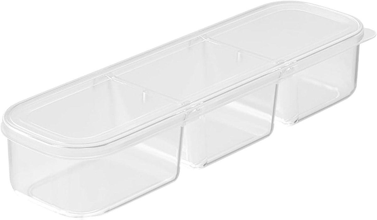 Koelkast Opbergbakken - Voedseldozen Deksel - Maaltijd Voorbereiding - Verdeelde Stapelbaar - 28x9x6 cm - Transparant
