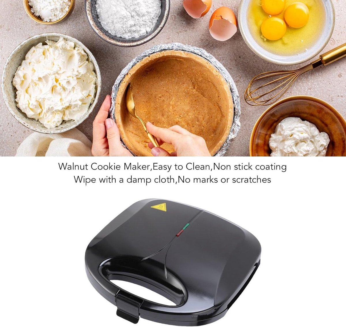Walnoot Cake Maker - Mini Koekjes - Thuis Bakken - Dubbelzijdig Verwarmen - 12 Gaten - Zwart — cadeau in Kookcadeaus - foto 4
