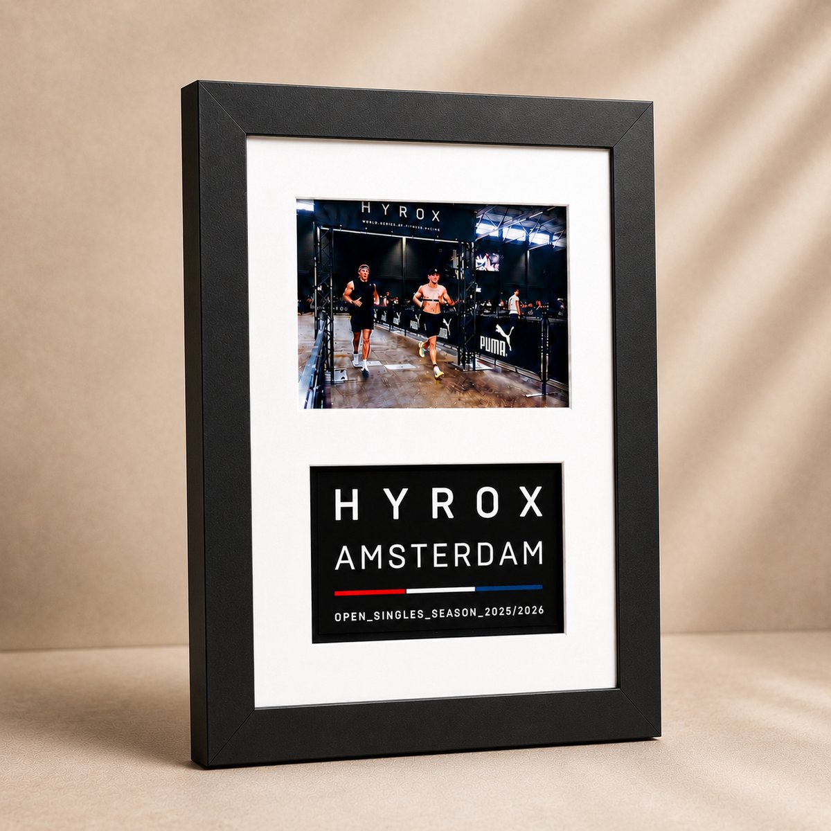 T3D HYROX Fotolijst Patch Display Frame Verticaal - Zwart wit - Sport Herinnering Display - Hyrox patch - A7 Foto Formaat