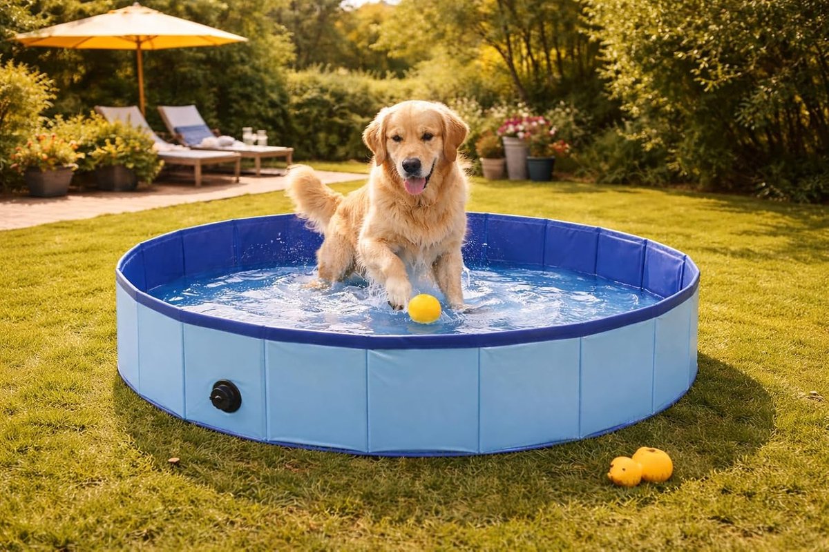 Hondenzwembad 160 cm - groot opvouwbaar hondenbad - zwembad voor honden - blauw - verkoelend plonsbad - zonder luchtpomp thumbnail 2