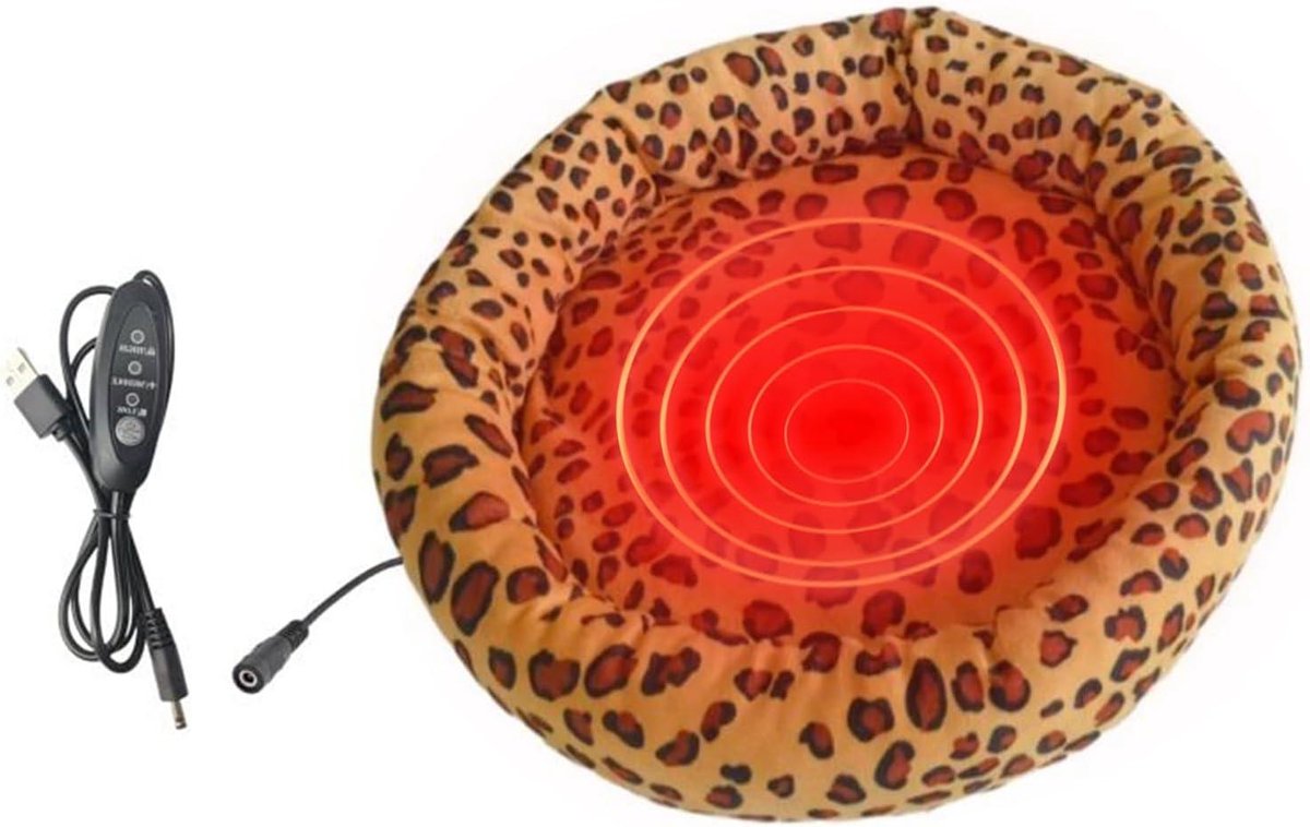 Verwarmingsmat Kat - Thermisch kussen Huisdier - Comfort Bieden - Antislip Basis - 40 cm - Luipaardprint