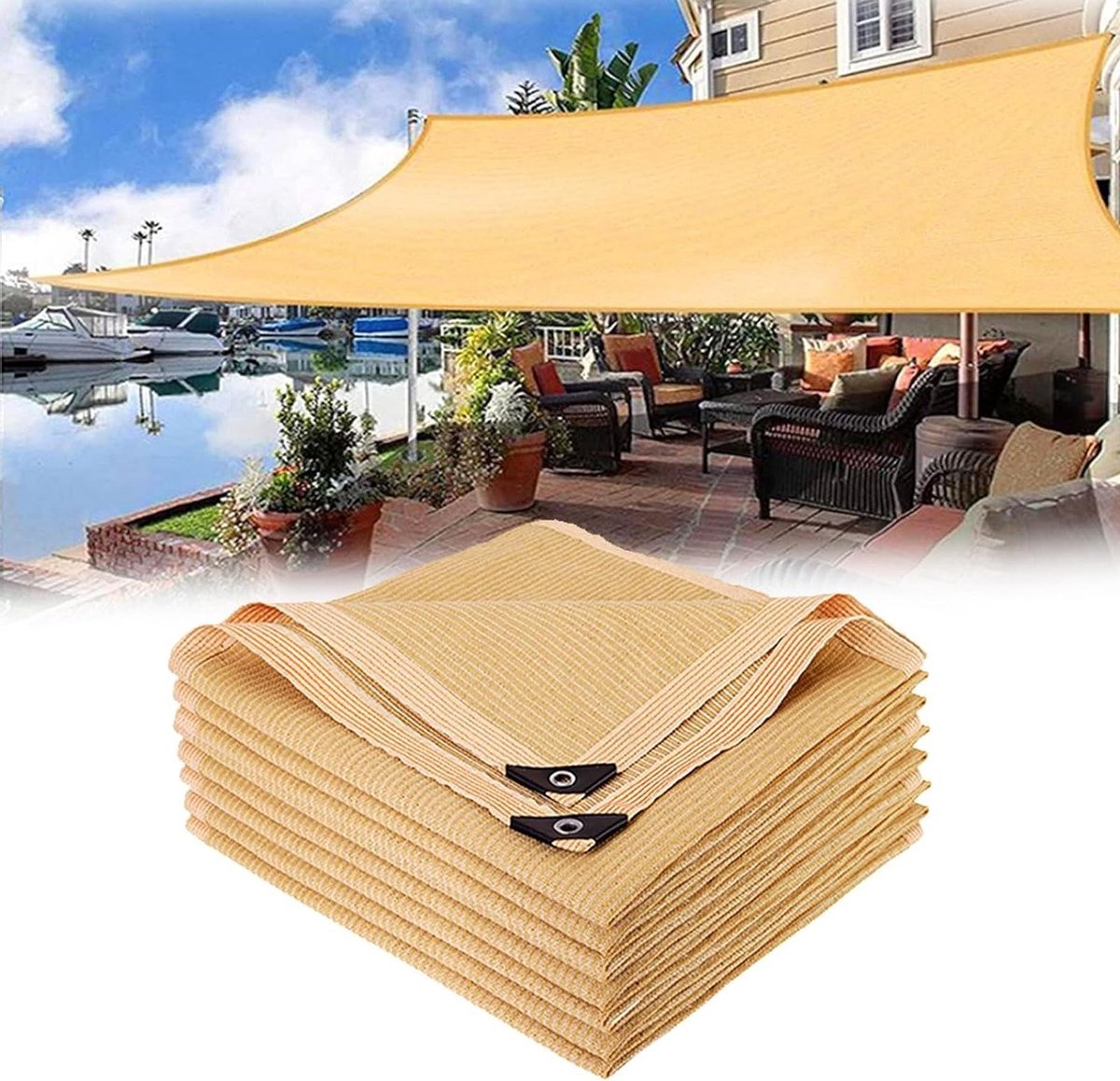 Schaduwdoek Tuin - Zonnedoek Scherm - Terras Beschermen - HDPE Materiaal - 5x9.15 meter -