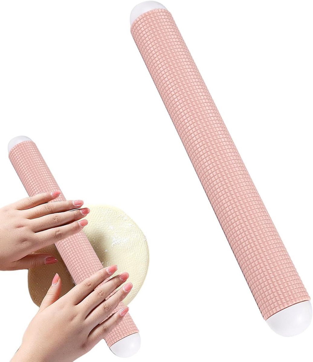 Bakdeegroller - Deegrol - Deeg Rollen - Drijvende Punt - 27 cm - Roze
