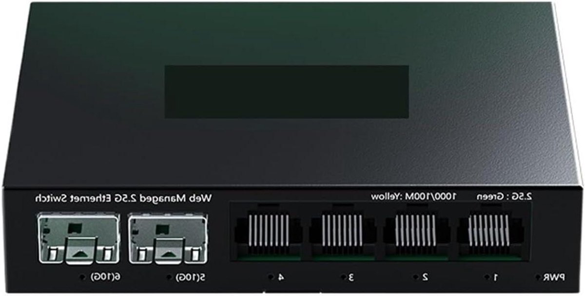 Netwerk Switch - Poorten Switch - Snelle Dataoverdracht - Ventilatorloos Ontwerp - 6 Poorten 2.5G - Zwart