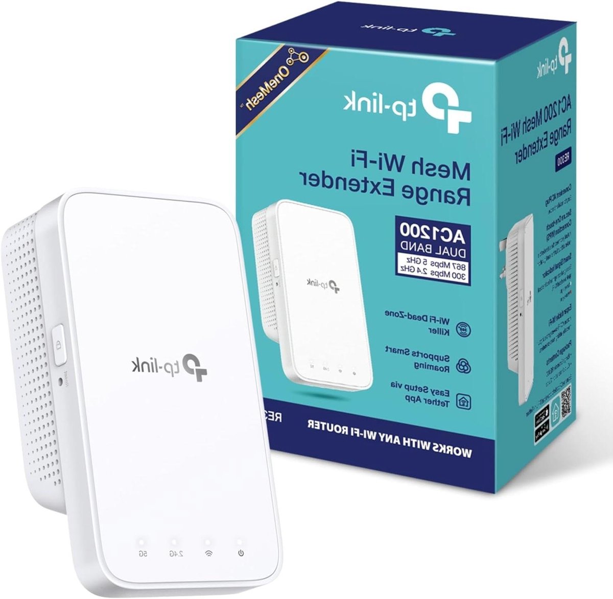 Wifi Versterker - Mesh Wifi - Betere Dekking - Dual Band - 12 cm Hoog - Wit
