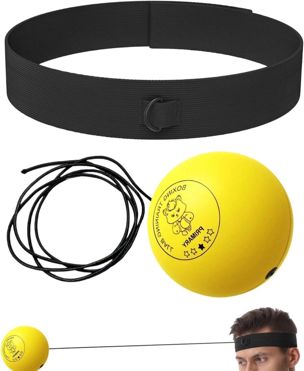 Boks Trainingsbal - Reactiebal Hoofdband - Coördinatie Verbeteren - Verstelbare Pasvorm - Verschillende Groottes - Rood Zwart