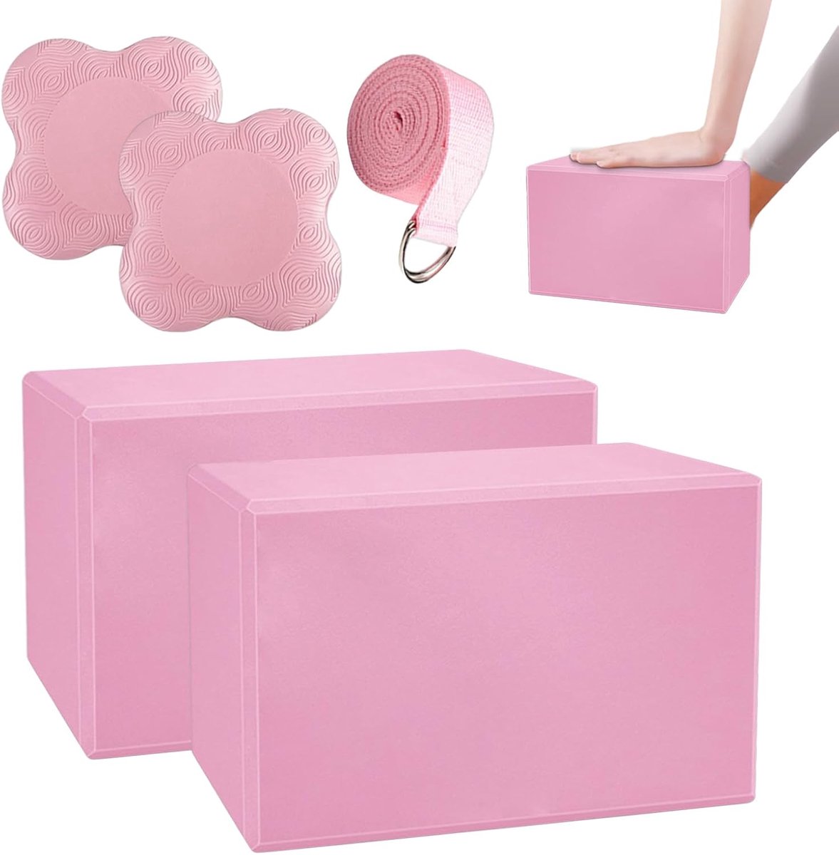 Yoga Blokken - Pilates Baksteen - Balans Training - Hoge Dichtheid Schuim - 22.5x15x7.5cm - Roze