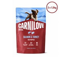 2x CARNILOVE SALMON/TURKEY PUP 1,5KG