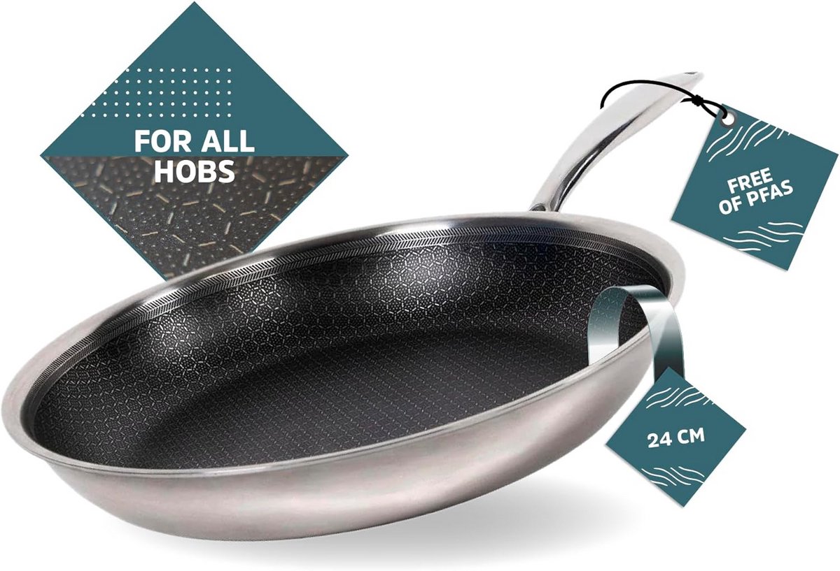 Hybride Koekenpan 24 cm - Super Anti-Aanbaklaag voor Perfect Bakresultaat
