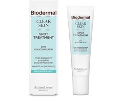 Biodermal Clear Skin Spot Treatment, 30 ml - met Zink en Succinic Acid, Pakt doelgericht puistjes en onzuiverheden aan, Alcohol- en Parfumvrij, voor Onzuivere huid