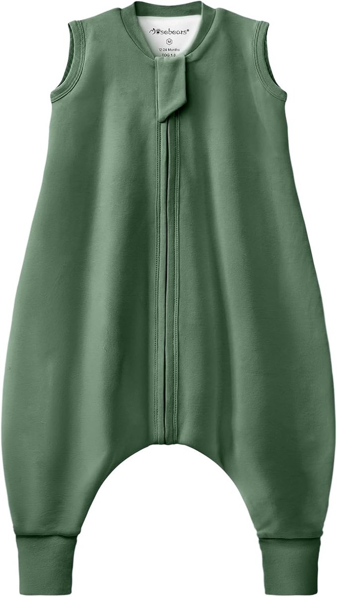 Babyslaapzak - Zomerslaapzak - Comfortabel slapen - Ademend katoen - 75 cm - Donkergroen