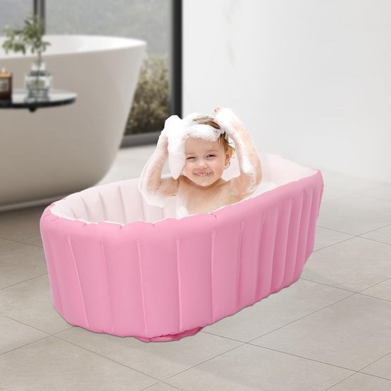 Baby Badje - Opblaasbaar Badje - Baby Verzorging - Inclusief Pomp - 77 x 40 cm - Roze — afbeelding 5