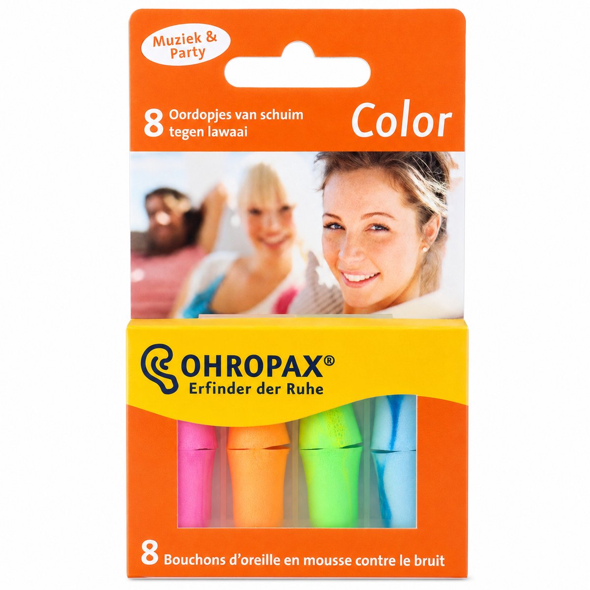 Ohropax Color Oordopjes – 8 Stuks – Gehoorbescherming bij Lawaai – Gekleurde Oordoppen
