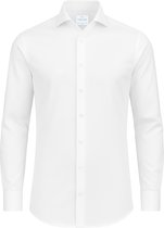 Vercate - Strijkvrij Overhemd - Wit - Slim Fit - Katoen Satijn - Lange Mouw - Heren - Maat 40/M
