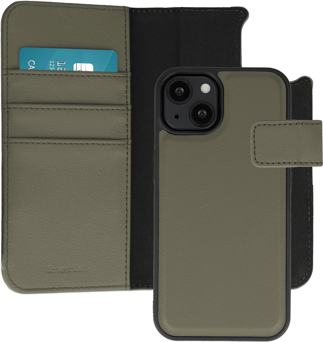 imoshion Hoesje - Geschikt voor Apple iPhone 13 - Uitneembare 2-in-1 Luxe Bookcase - Groen