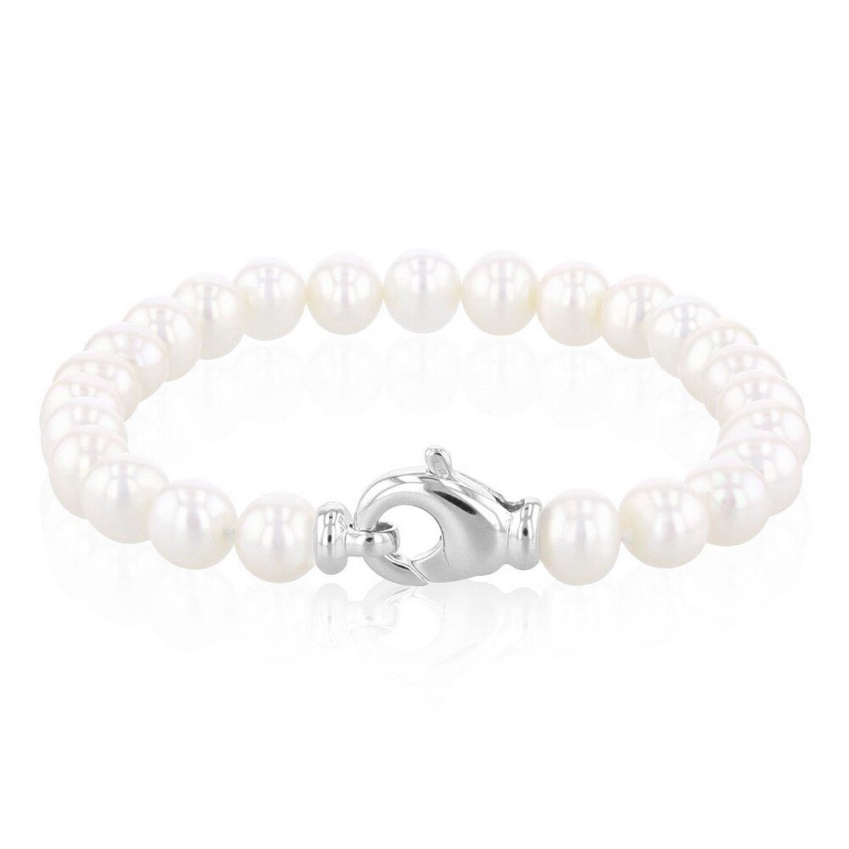 Luna-Pearls - 104.0269 - Armband - Dames - 925er Zilver gerhodineerd - Zoetwatercultuurparel - 19cm