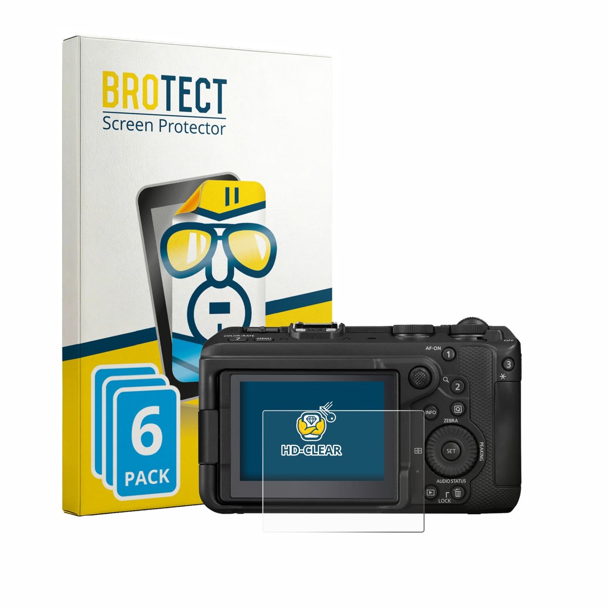 BROTECT - Screenprotector voor Canon EOS R6 V - Folie Beschermfolie transparant 6 Stuks