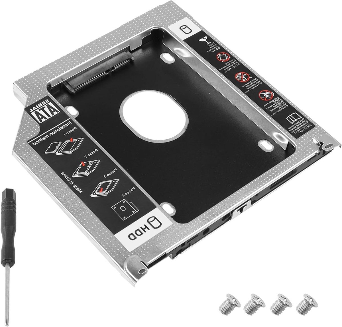 Harde schijf adapter - Caddy tray - Opslag uitbreiden - Voor optische bay - 95 mm dik - Zwart