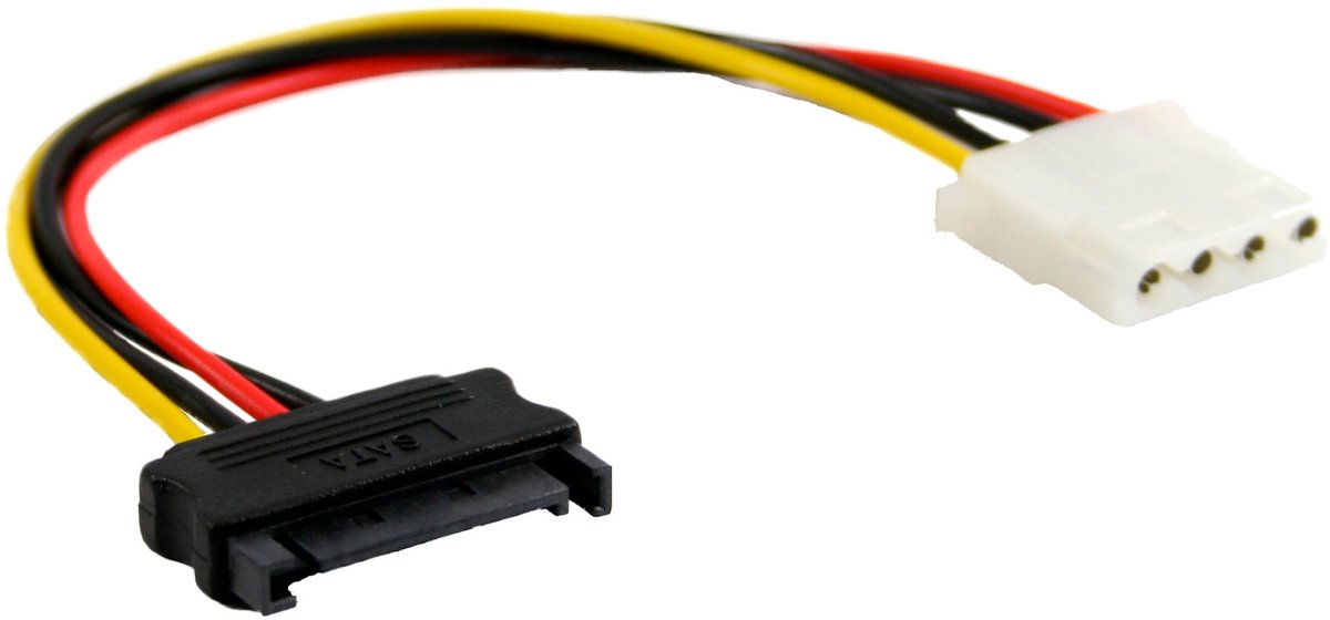 InLine® SATA power adapterkabel, 15-pin SATA female naar 4-pins male, 0,15m