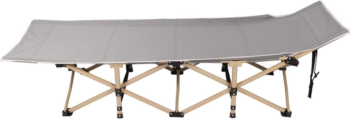 Opvouwbaar Campingbed - Draagbare Lounger - Buiten Ontspannen - Lichtgewicht Aluminium Frame - 190x71cm - Grijs