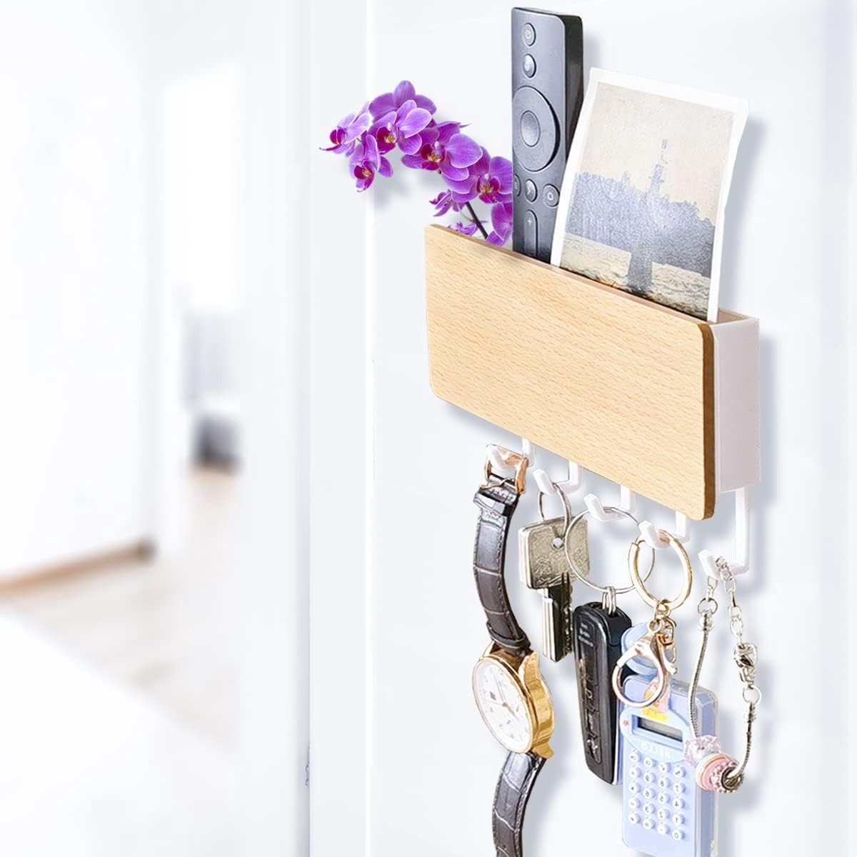 Praktische Sleutelhanger met 5 Haken, Makkelijk te Installeren Wandhaak, Ideaal voor Entree en Achterdeuren, Compact Sleutelkastje en Kapstok