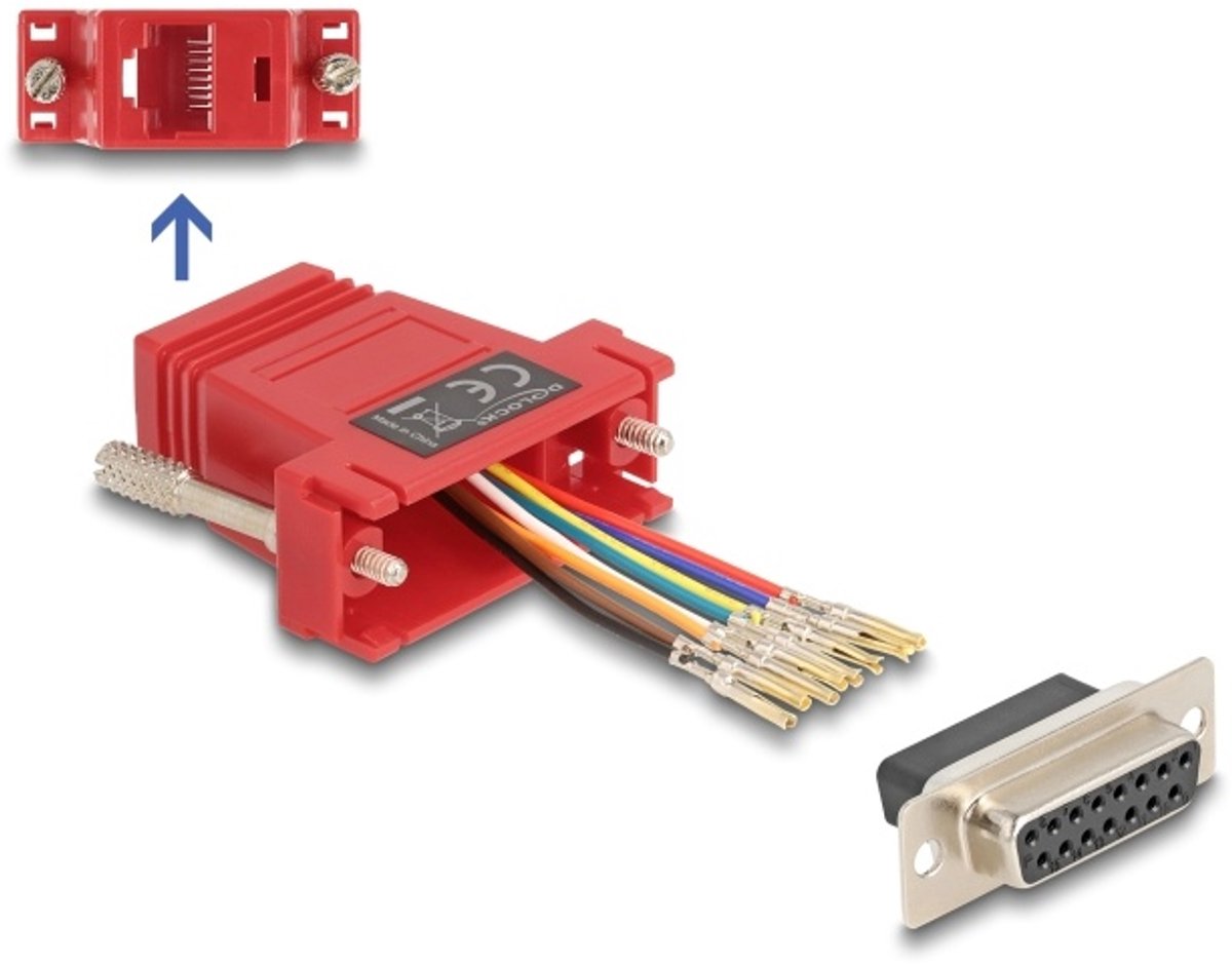 Delock D-Sub 15 pin female to RJ45 female Assembly Kit red