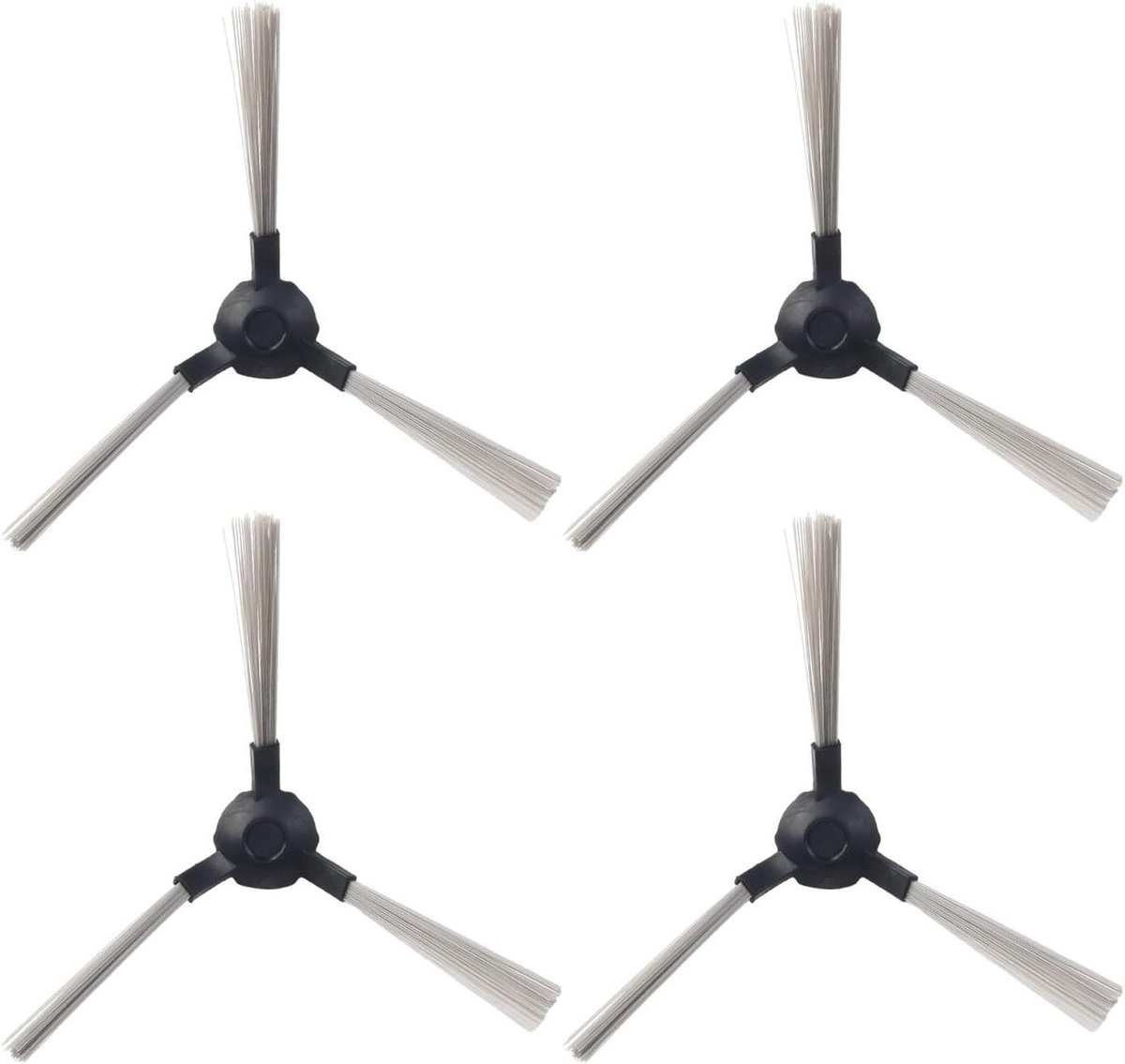 Zijborstels - Randborstels Reserveonderdelen - Robotstofzuiger Onderhoud - Verbeterde Reinigingsefficiëntie - 4 Stuks - Zwart