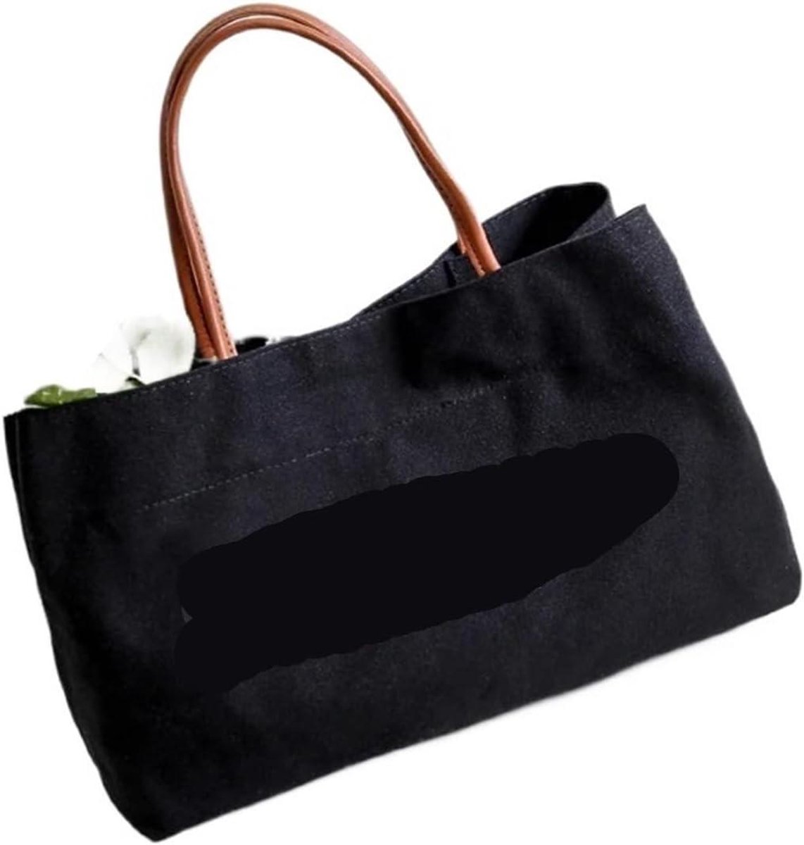 Handtas Zeildoek - Casual Tas - Dagelijks Gebruik - Zachte Sluiting - 37 cm Lengte - Zwart Wit